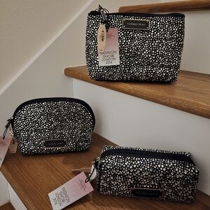 Victoria's Secret 2014 VS Fashion Show Black Satin Silver Rhinestone Makeup Bags